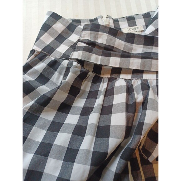 J. Crew black white cotton gingham midiskirt 2 tie waist ruffle holiday preppy - Picture 10 of 12